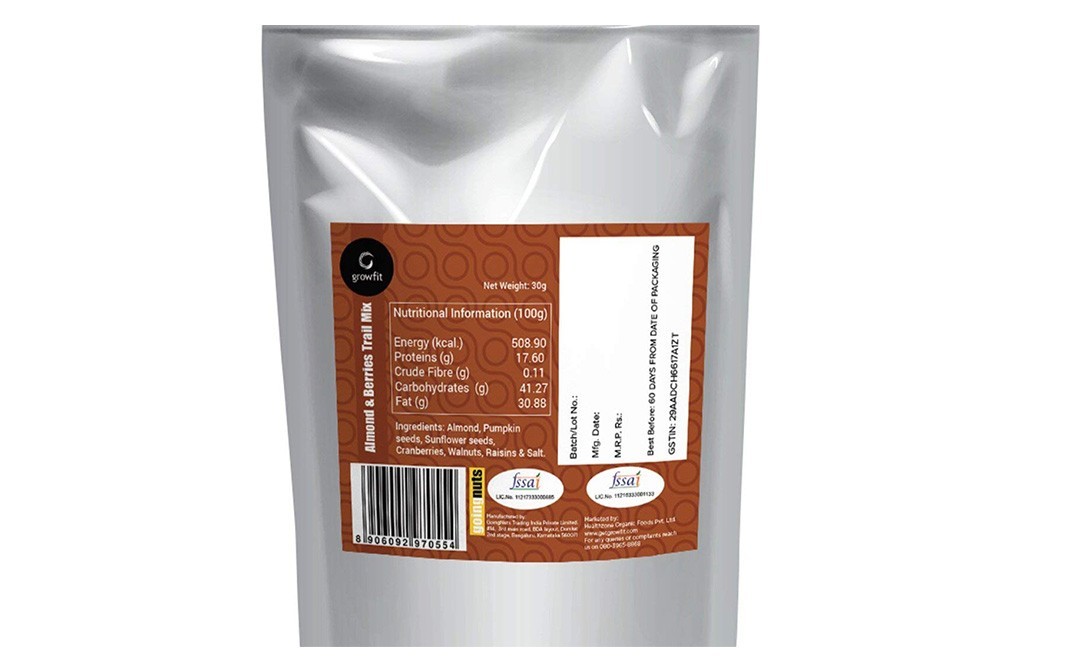 Grow Fit Almonds & Berries Trail Mix    Pack  30 grams